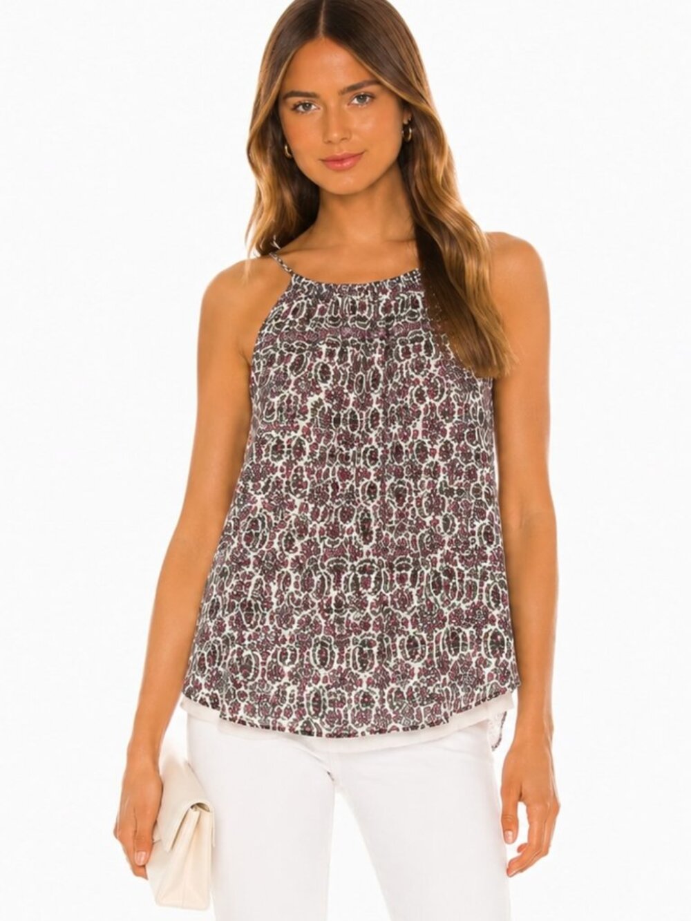 Joie Silk Sleeveless Blouse M Floral High Neck Cami Tank NWOT Relaxed Fit
